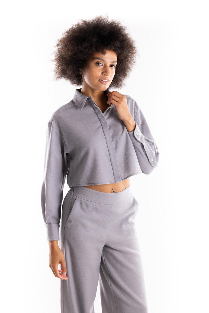 Camicia crop  Livia grigio chiaro 2523116122200 002GRIGIO CHIARO MARELLA 