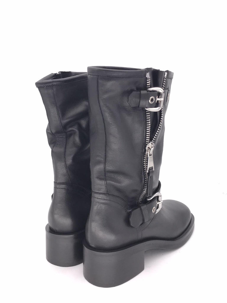 Bikers mezza altezza in pelle nera A5738 NERO STRATEGIA 