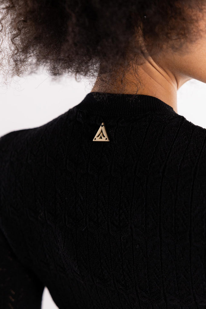 Maglia girocollo punto pizzo nera MGKD11204 NERO AKEP 