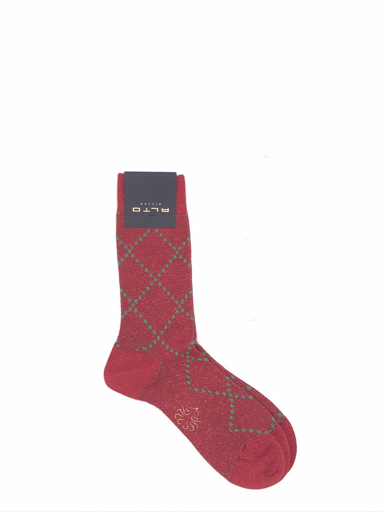 Calzini corti Check in lurex rosso AM1103DC 023ROSSO ALTO MILANO 
