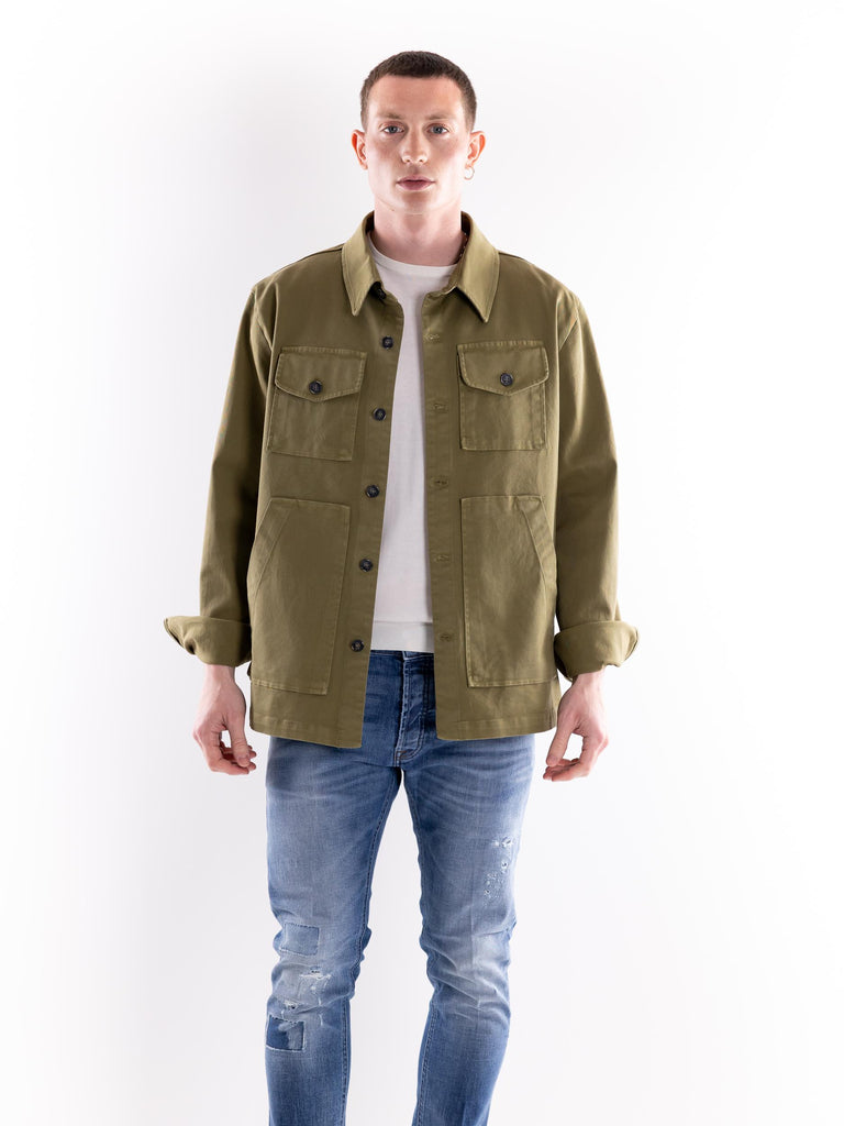 Over shirt uomo verde militare S5U507 MILITARE THE EDITOR 