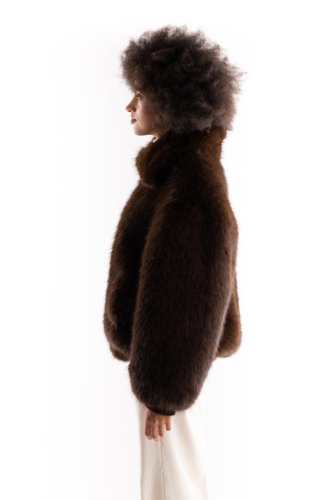 Bomber in eco-pelliccia moro 118A TESTA DI MORO ANY 