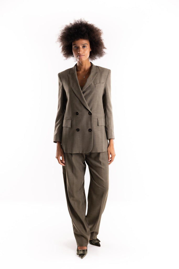 Blazer Kriss doppiopetto in saglia fluida verde 2523046121200 002VERDE MARELLA 