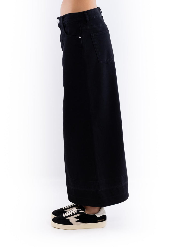 Gonna lunga Il cairo in denim nero con spacco 104628 A2GPZ99 PINKO 