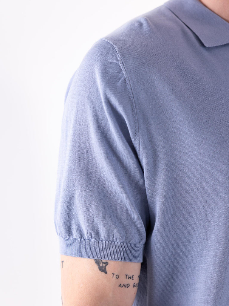 Maglia Polo uomo Nosaka in filo azzurra acqua