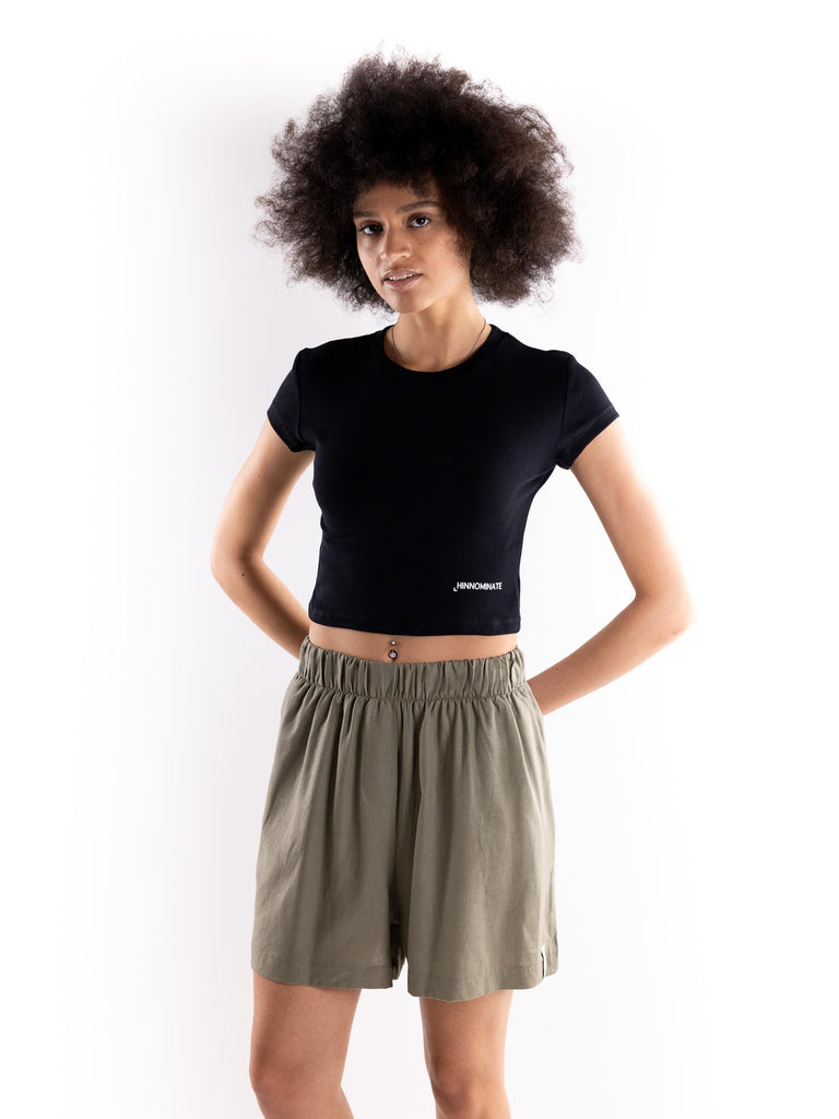 T-shirt crop mezza manica nera HMABW01631 PTTA0006NE01 HINNOMINATE 