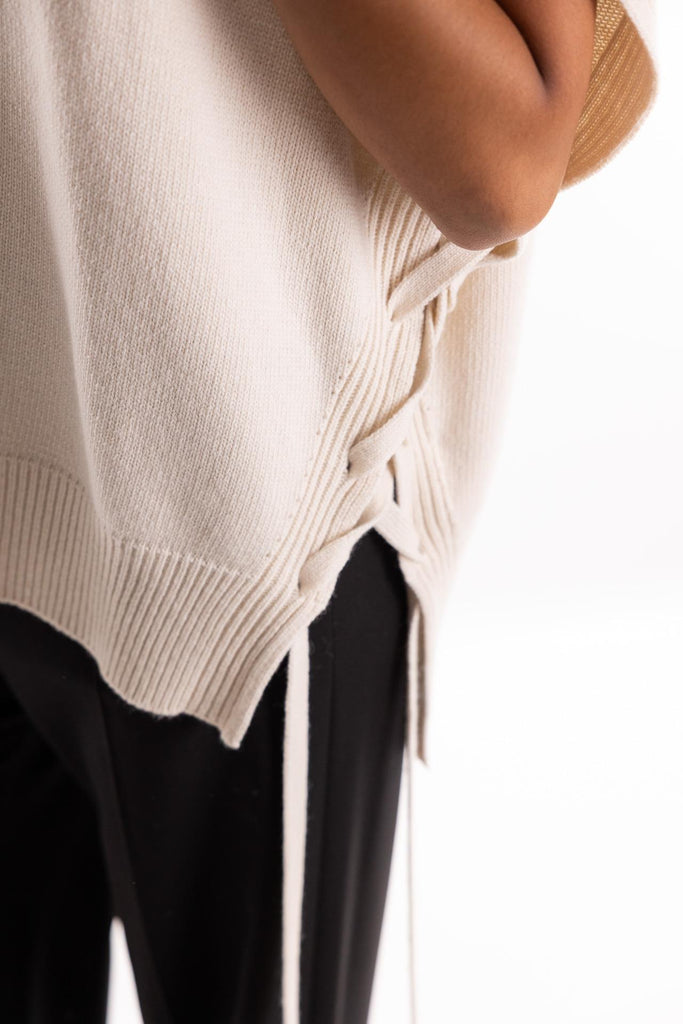 Maglia gilet in lana burro MGKD11055 PANNA AKEP 