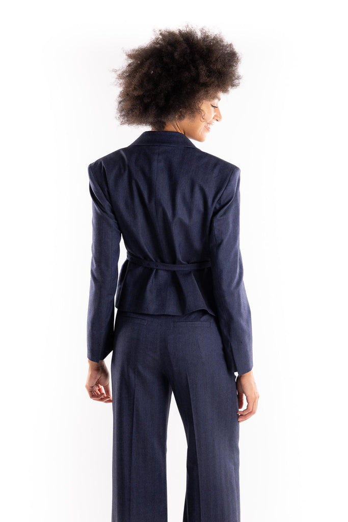Giacca corta Luca blu con cintura 2523046171200 001BLU MARELLA 