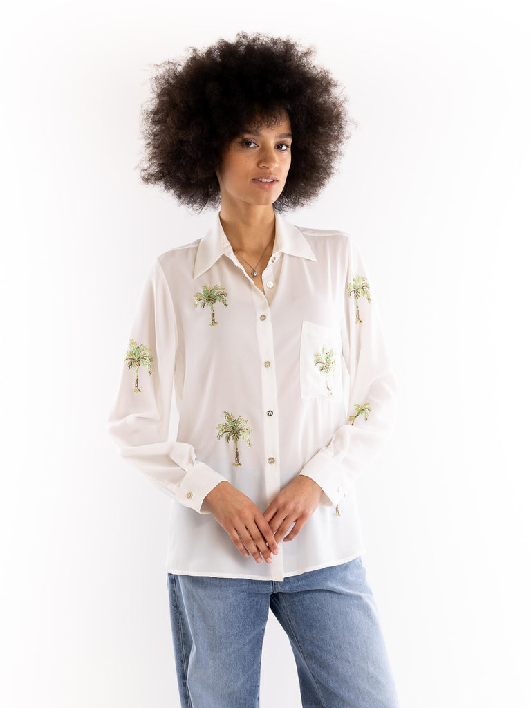 Camicia donna palme strass bianca 14138 BIANCO 5 PROGRESS 