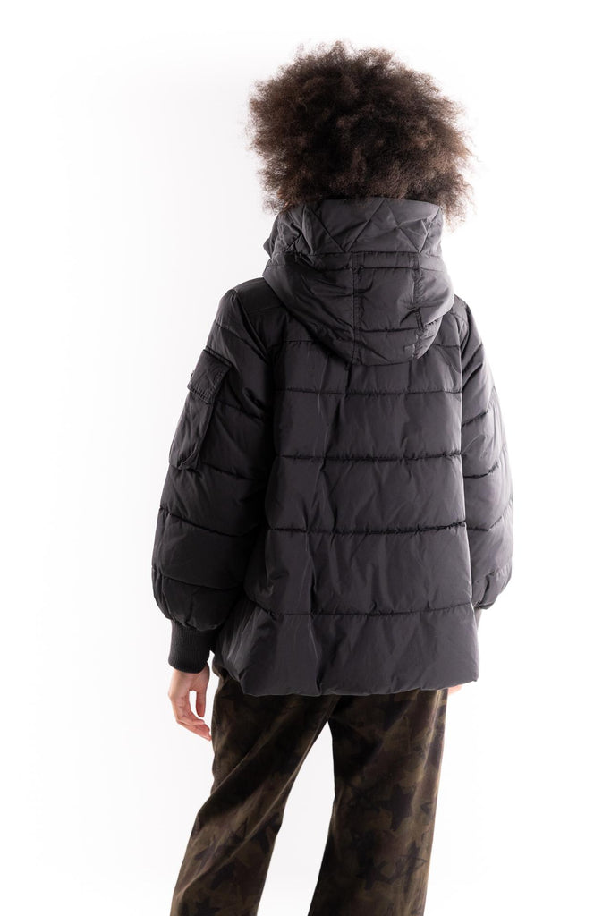 Piumino Crusca con cappuccio in tela tecnica nero 105384 A2PENERO PINKO 