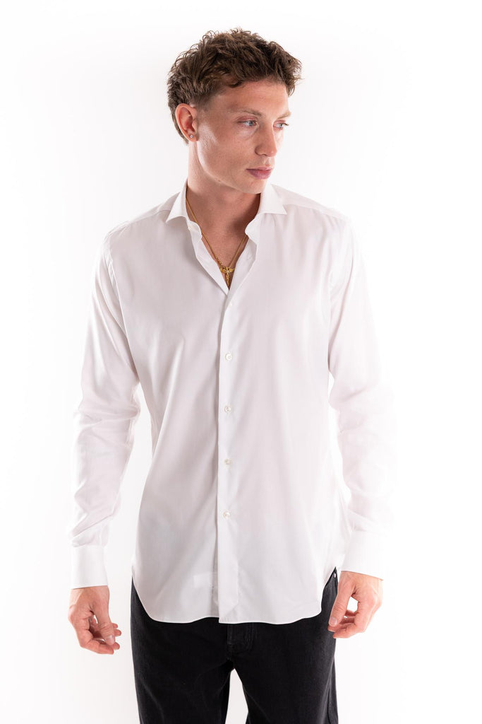 Camicia travel collo francese in oxford bianco 91831 001BIANCA XACUS 