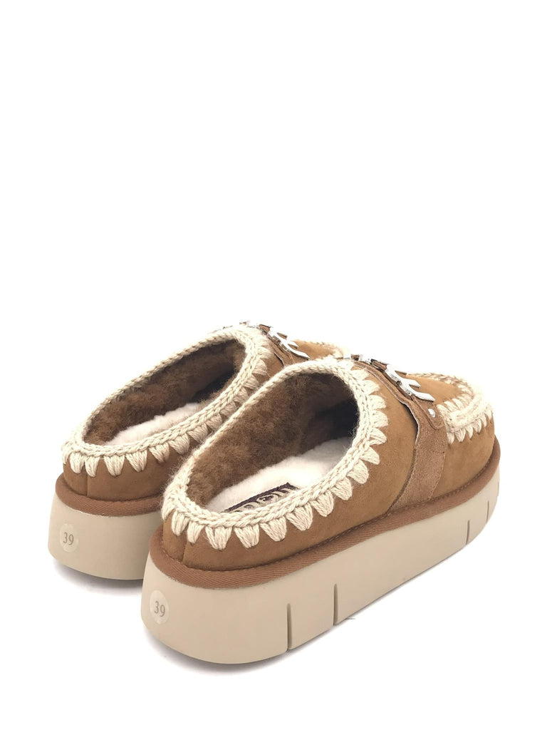 Ciabatta bounce clog metal logo cuoio FW531001A CUOIO MOU 