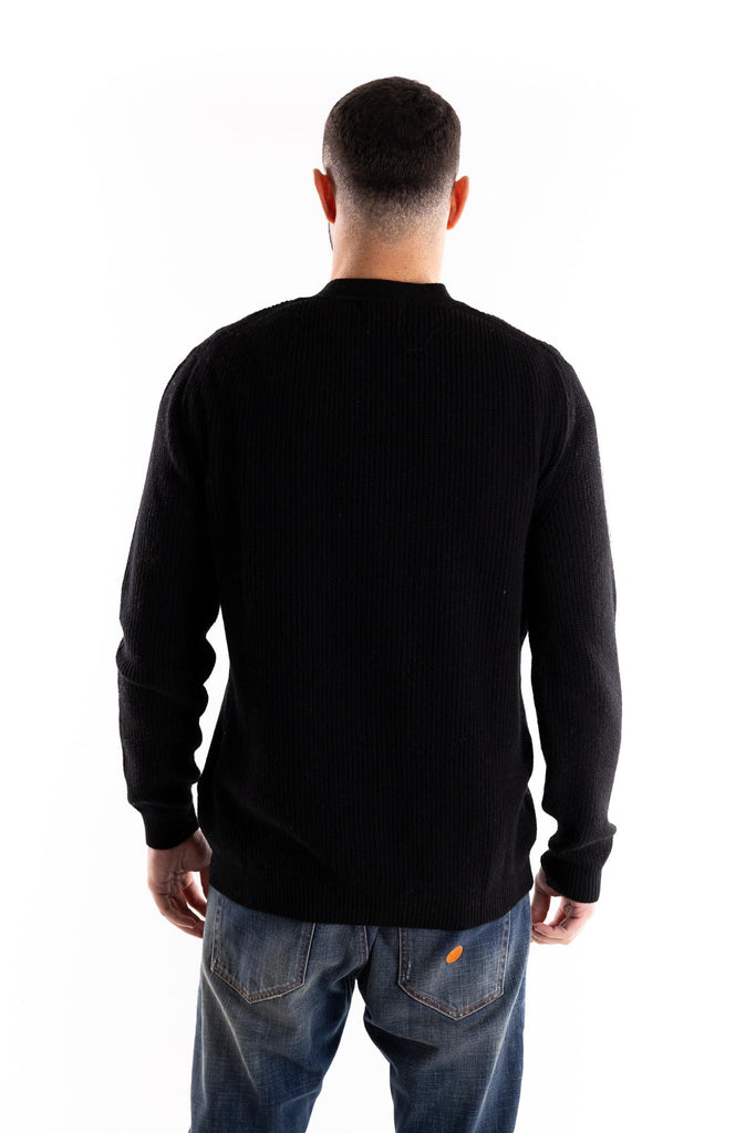 Maglia cardigan in lana nera W5M037 NERO OUTFIT 