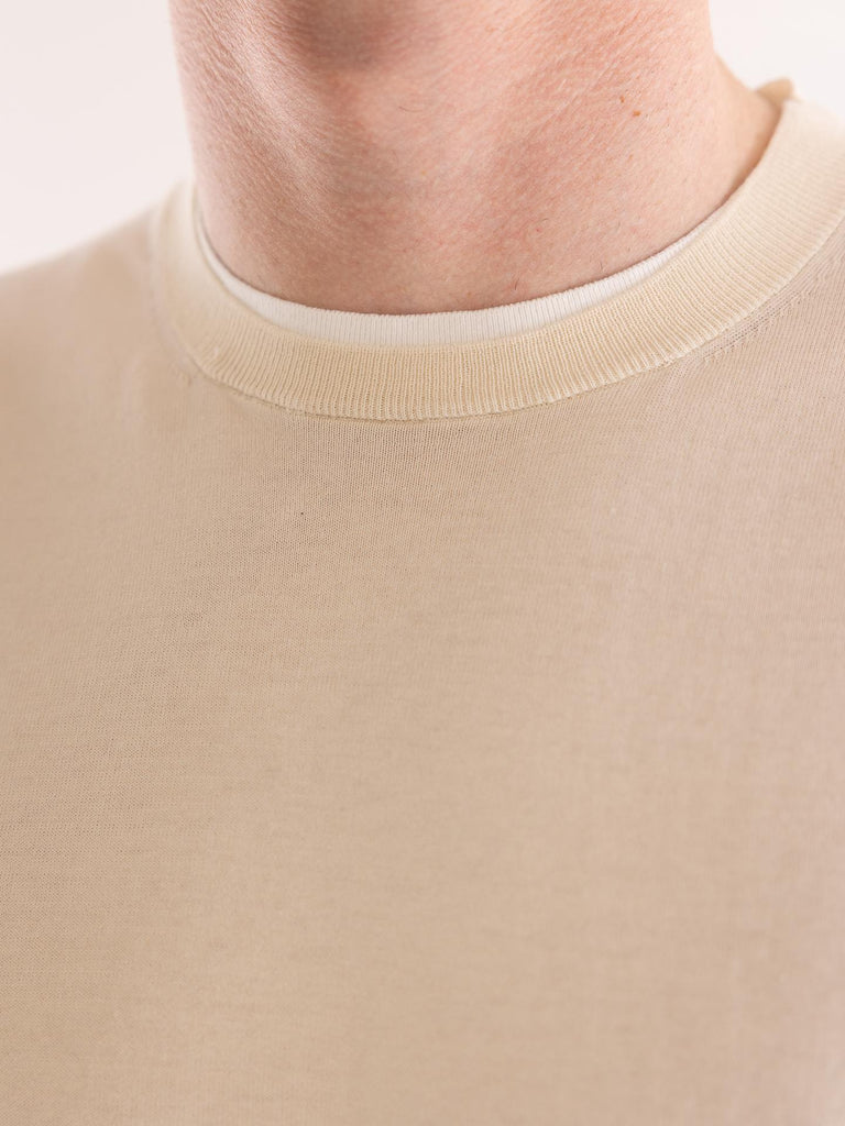 Maglia uomo girocollo in filo panna