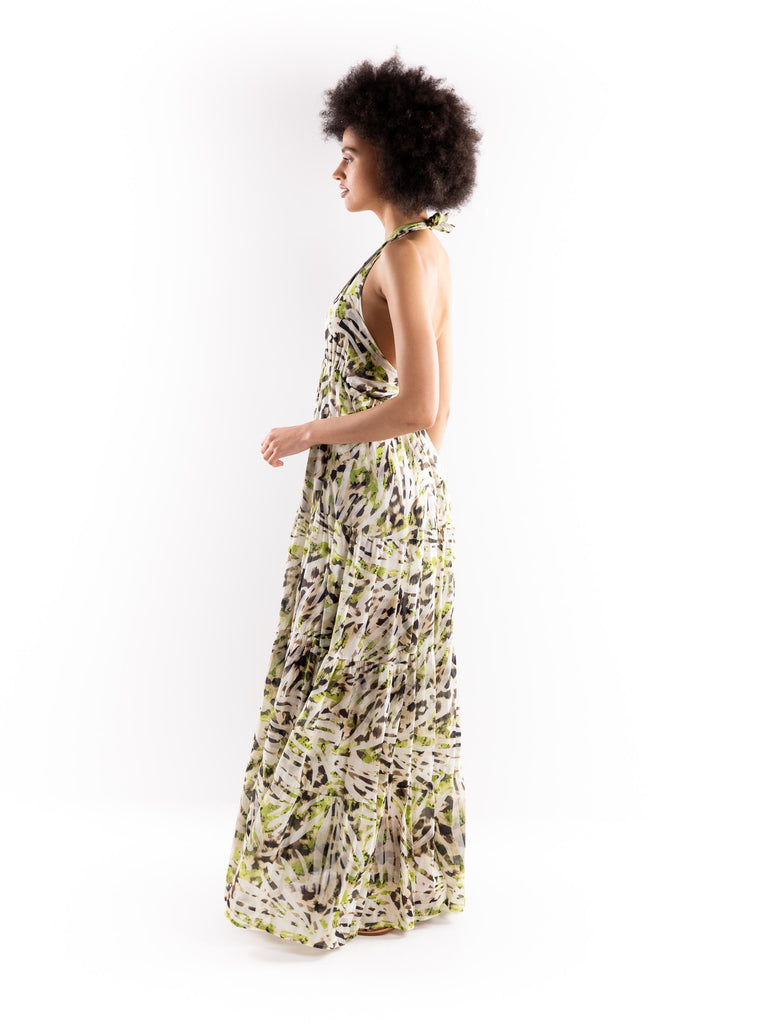 Abito lungo in fantasia astratta verde 4319019 MULTICOLOR PHO FIRENZE 