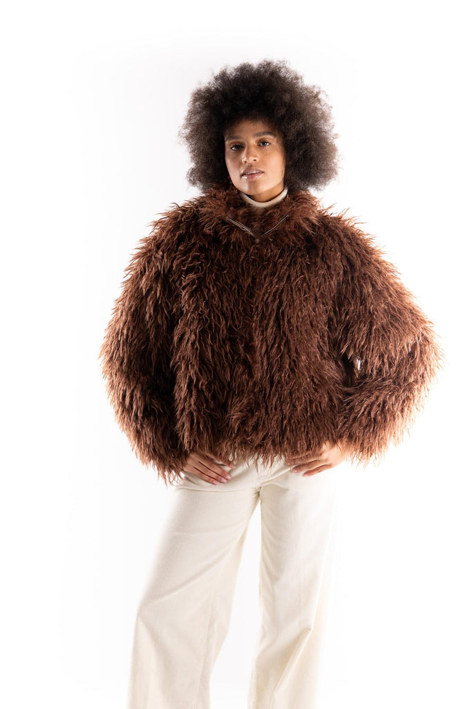 Eco-pelliccia effetto mongolia color burgudy NADA BORDEAU H2O 