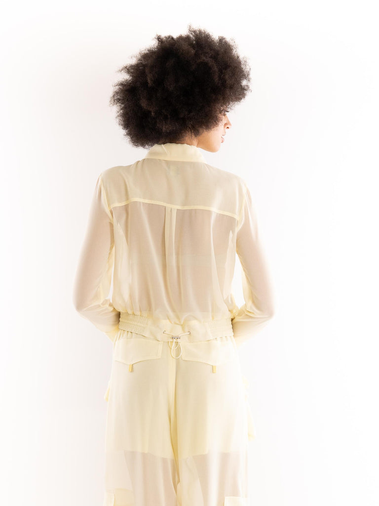 Camicetta leggera linea bomber Cin cin  in georgette gialla