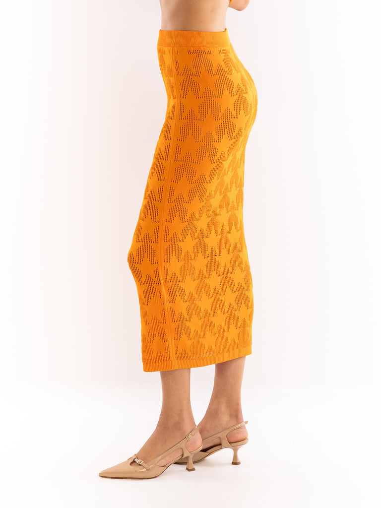 Gonna donna midi stelle a rete zucca GOKD09046 ARANCIONE AKEP 