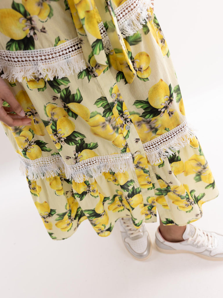 Abito chemisier donna con stampa limoni AURORA 13GIALLO IL THE' DELLE 5 