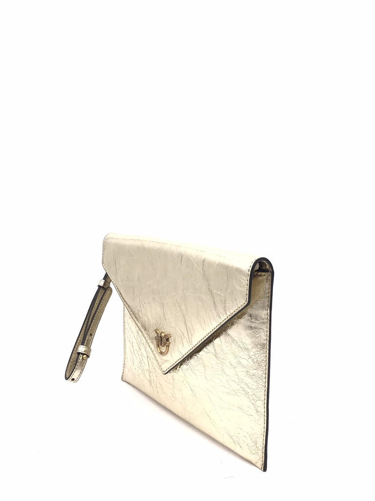 Bustina flet purse in pelle laminata craccata oro 104820 A2OTORO PINKO 