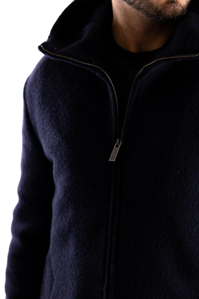 Capotto in lana con cappuccio blu O051 BLU PAOLO PECORA 