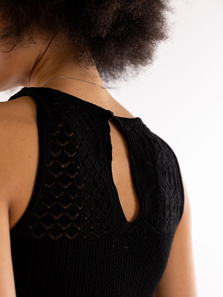 Top canotta in punto pizzo nero CNKD09091 NERO AKEP 