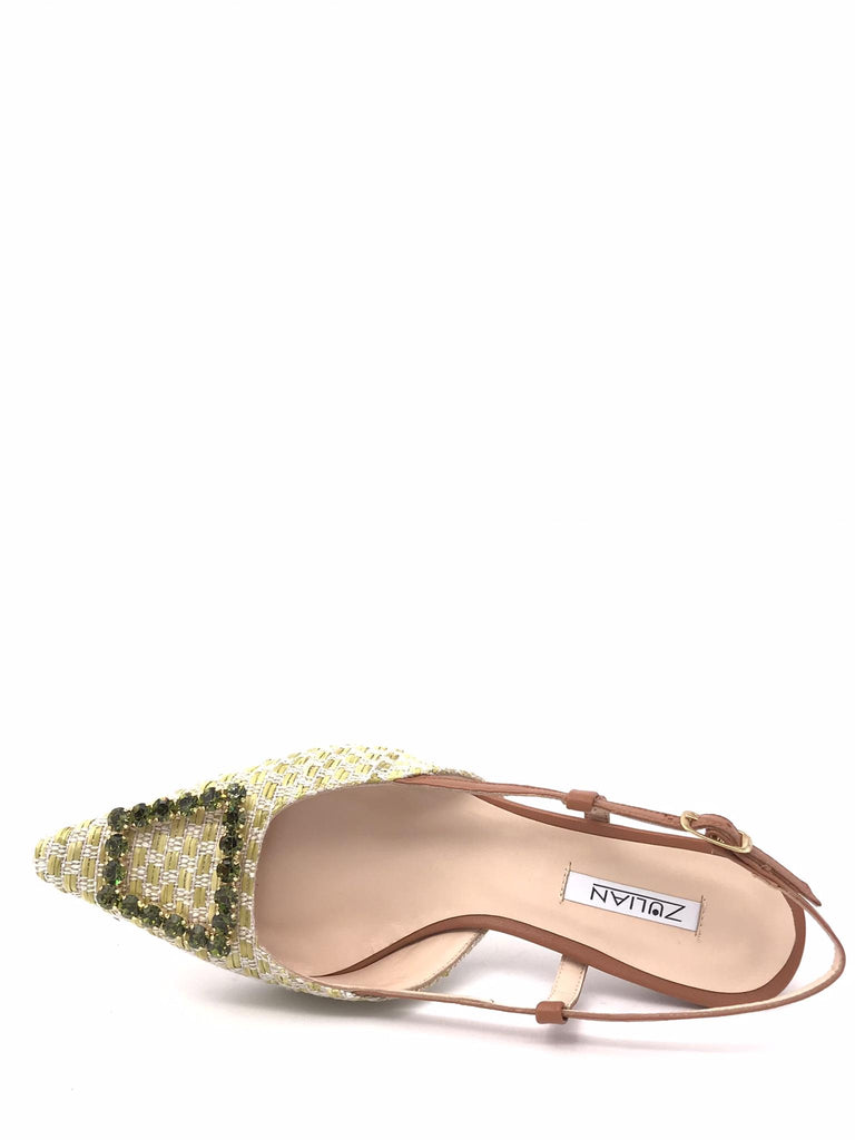 Sling back Penny in pelle e raffia acid 1100 CUOIO ZULIAN 