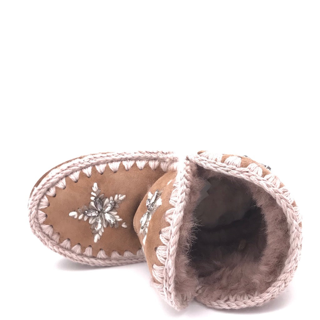 Eskimo wool stars & rhinestones pink brown