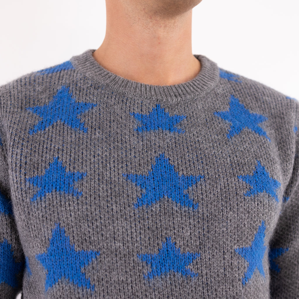 Maglione stelle grigio-blu
