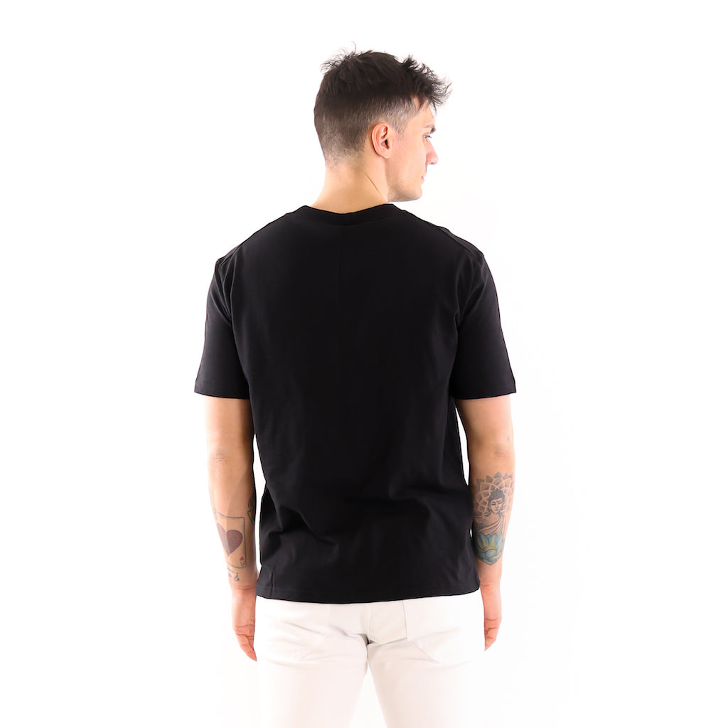 T-shirt girocollo effetto lino nero