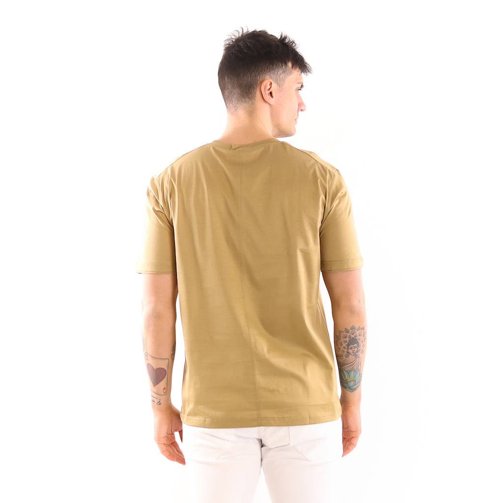 T-shirt in jersey di cotone sabbia