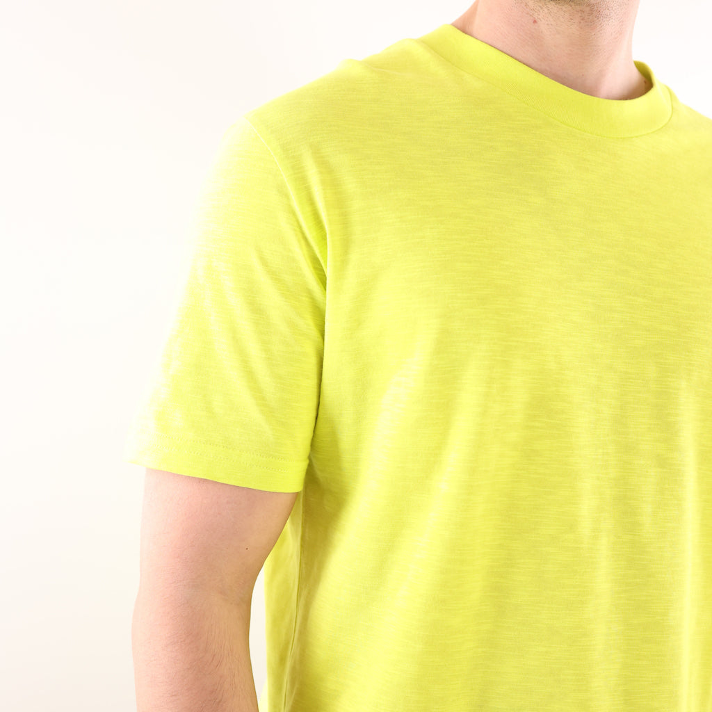 T-shirt girocollo effetto lino giallo lime