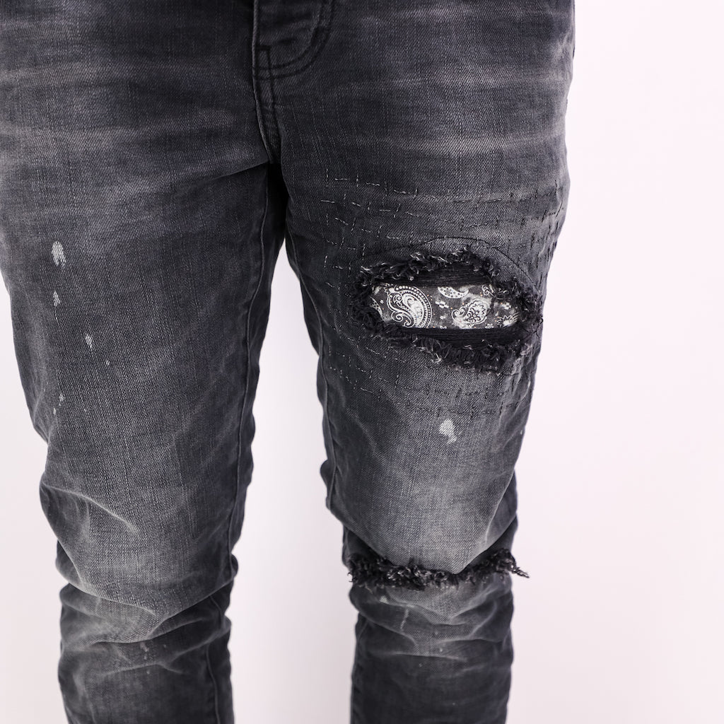 Jeans bandana print nero