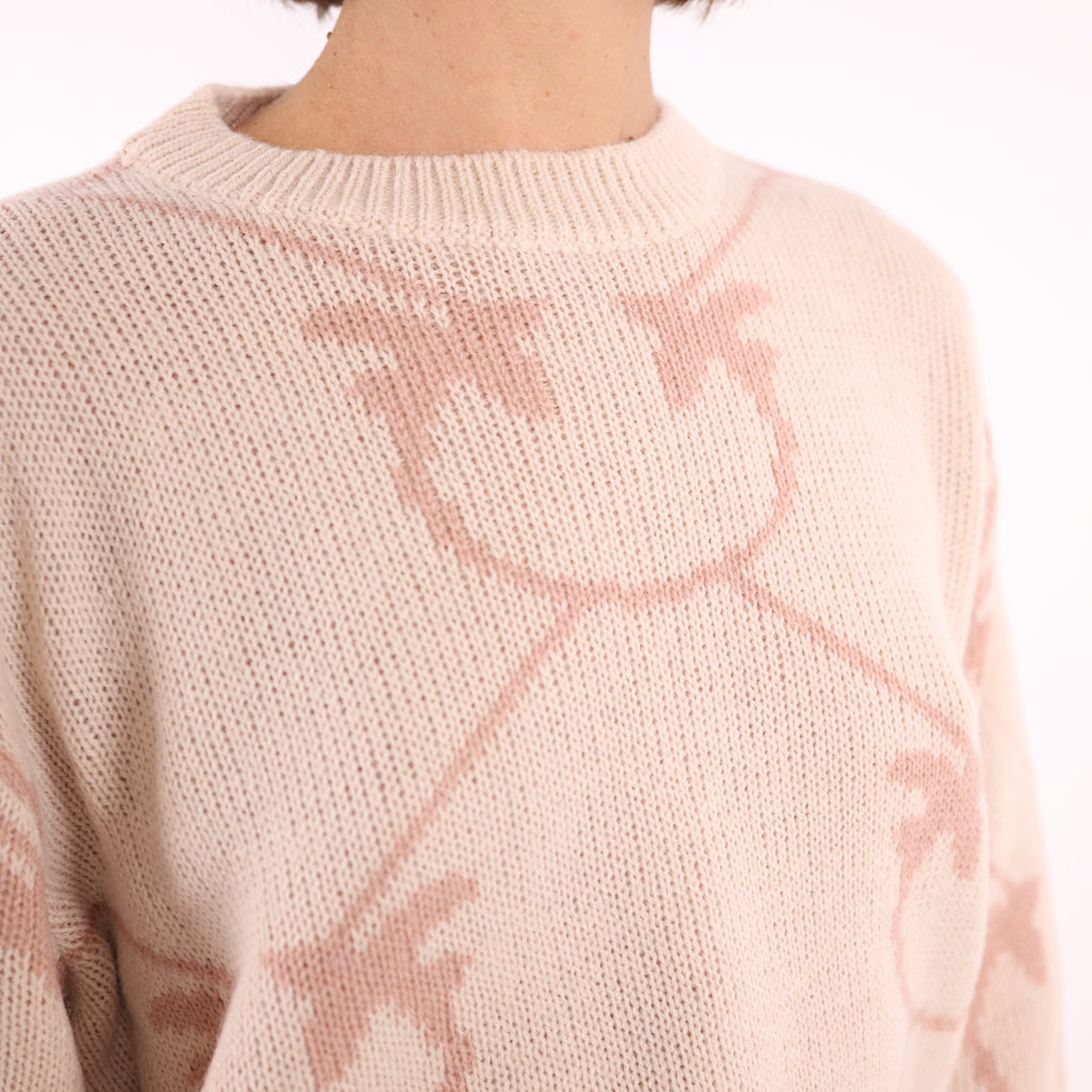 Pullover Abbey monogram panna-rosa