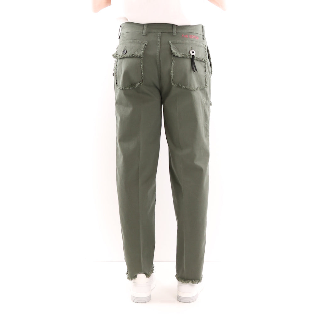 Pantalone in tessuto verde militare